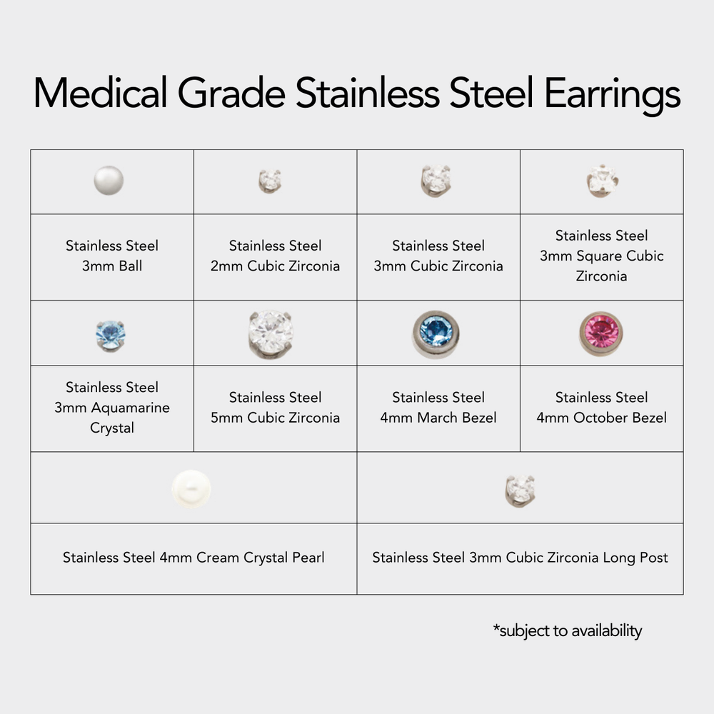 Ear Piercing - Medical Grade Stainless Steel / Titanium (Single) | PURE Spa & Beauty