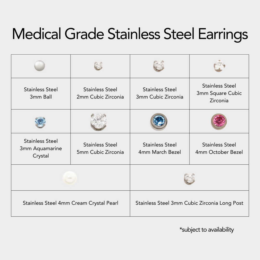 Ear Piercing - Medical Grade Stainless Steel / Titanium (Single) | PURE Spa & Beauty