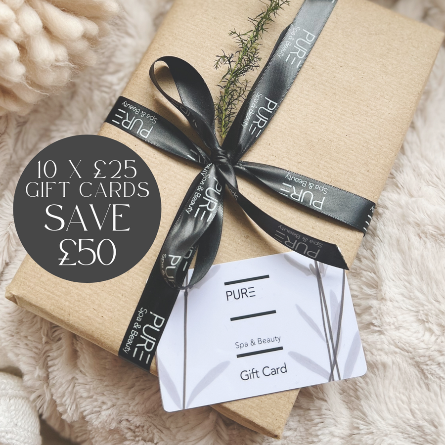 PURE Multi Buy - Buy 10 x £25 Gift Cards - Get 2 Free! | PURE Spa & Beauty