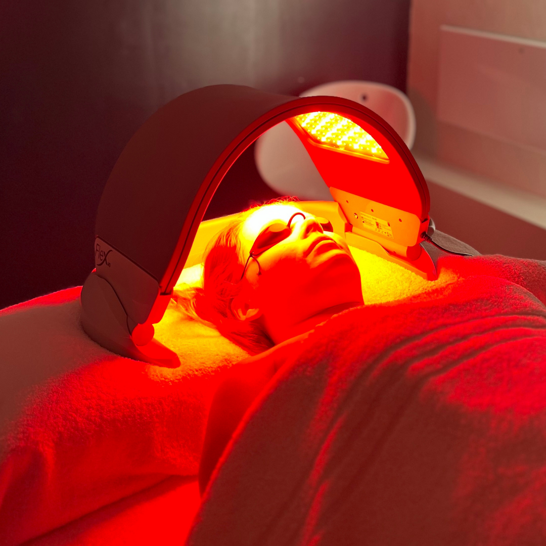 LED light therapy facial treatment being applied at PURE Spa UK