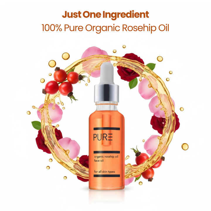 PURE Organic Cold-Pressed Rosehip Face Oil (30ml)