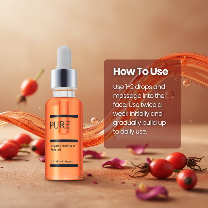 PURE Organic Cold-Pressed Rosehip Face Oil (30ml)