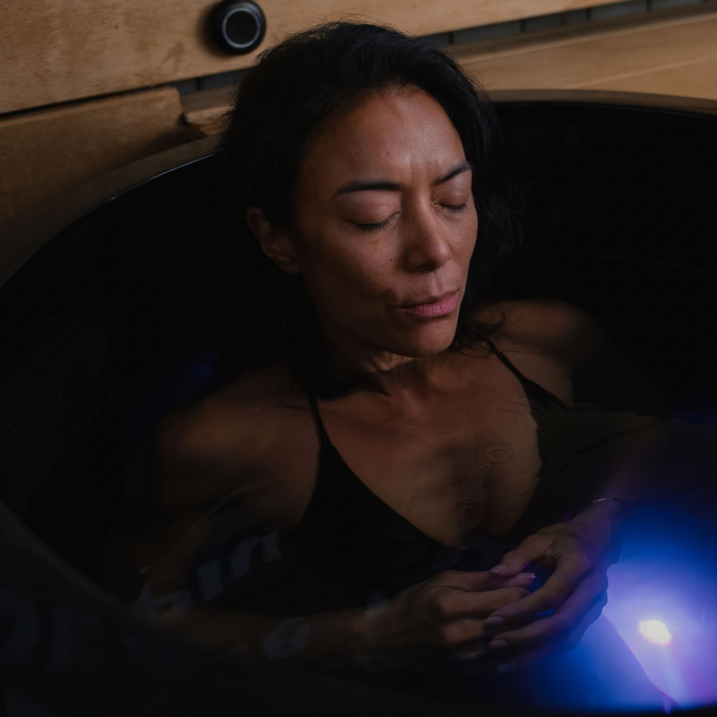 image of person doing cold water therapy at pure spa uk